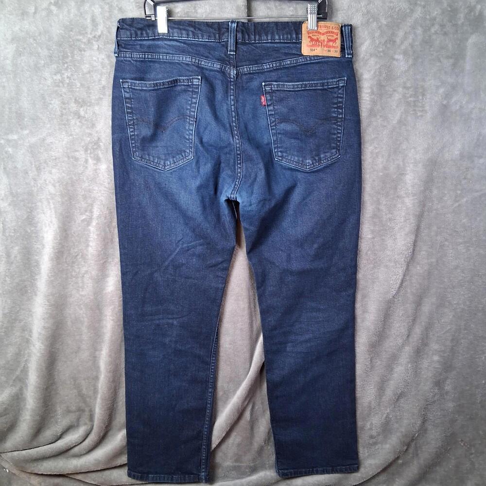 Mens Levis 514 36x30 Straight Fit Stretch Denim Dark Blue Wash Inseam 29 - Picture 2 of 6